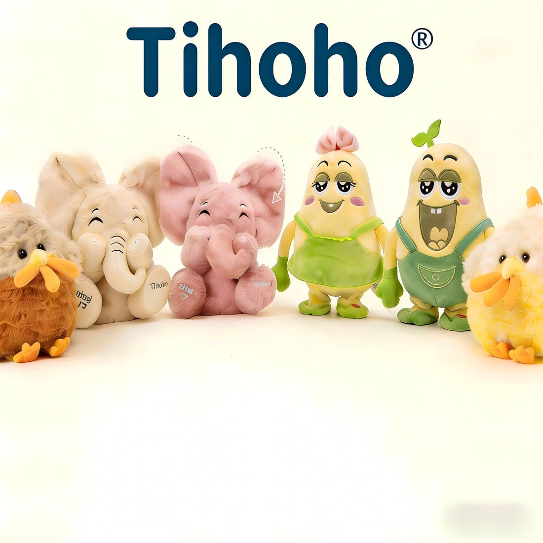 Tihoho plush toy collection featuring interactive elephant with Bluetooth, moving ears and talking function for babies