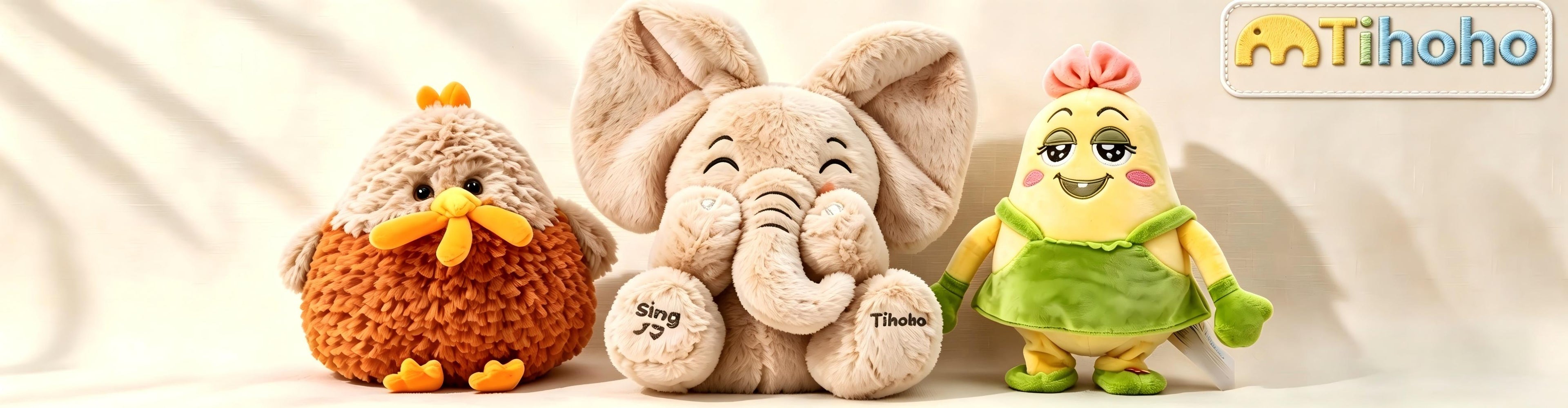 Tihoho sensory plush toys for babies - Baby Elephant Nana, Potato Pal, Chick Coco interactive stuffed animals for kids