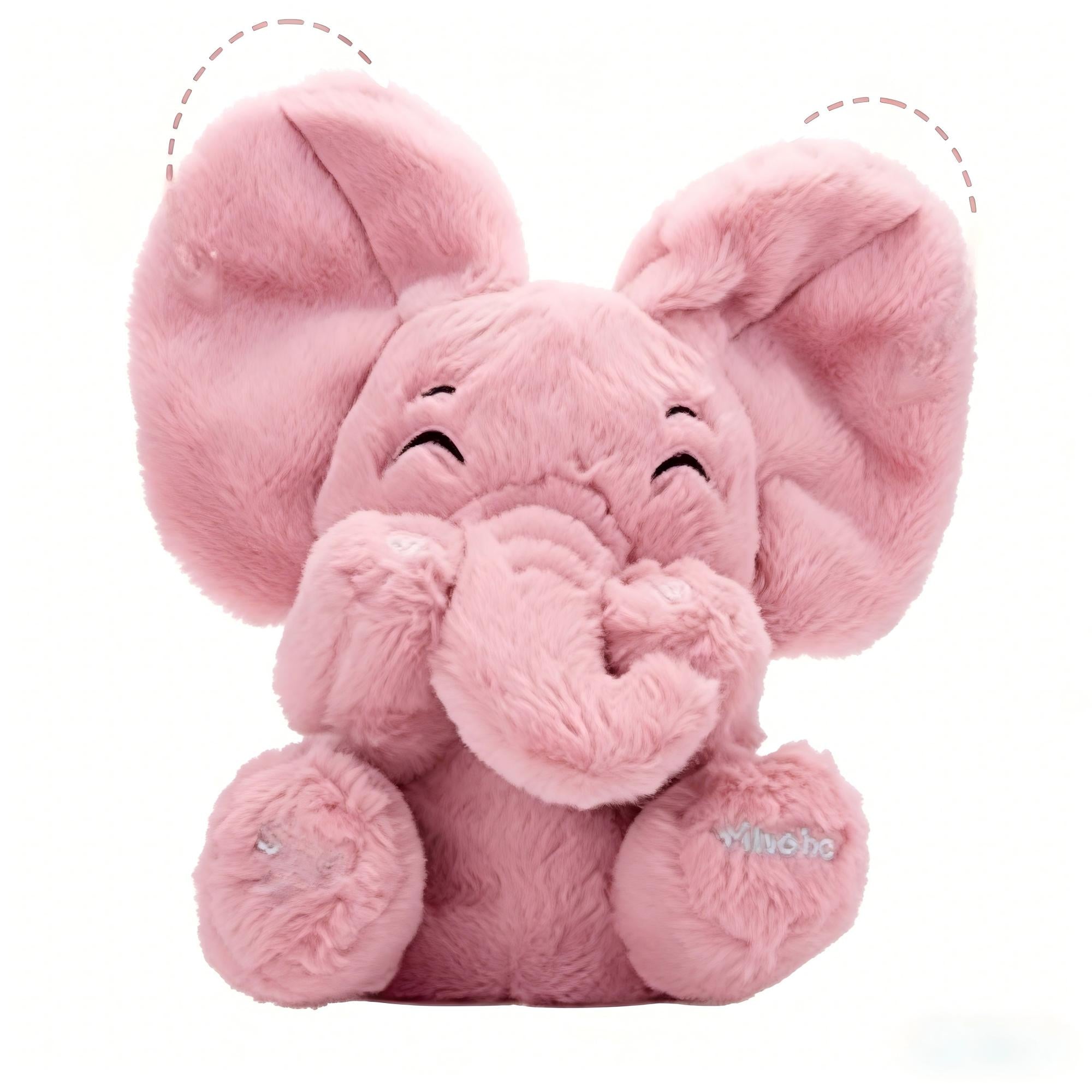 Tihoho Nana pink elephant plush with voice recording, lullaby music for infants.